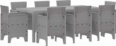 Produktbild von "im Sonderangebot" Garten Essgruppe - elegantes Design - Sitzgruppe/Tisch+ Stuhl - 9 pcs Hellgrau Polypropylen - Terassenmöbel DEMöbel473315