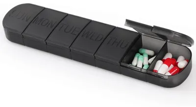 Obrázek produktu pro Krabička na tablety na 7 dní, bez BPA, vodotěsná, černá