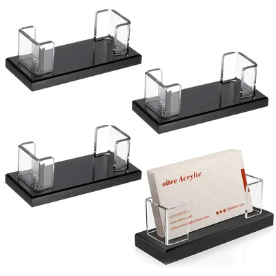 Produktbild von 4er-Pack Visitenkartenhalter aus transparentem Acryl, bietet Platz für 60–80 Visitenkarten, geeignet für Messestände, Kaufhaustheken, Büros