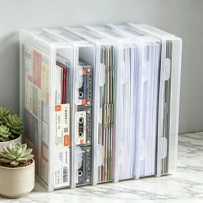 Obrázek produktu pro Omgoods – Sada 6 průhledných úložných boxů, rozměry 27 x 19,5 x 5 cm