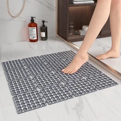 Obrázek produktu pro Protiskluzová rohož 60 x 60 cm, odolná proti plísním, šedá, lze prát v pračce