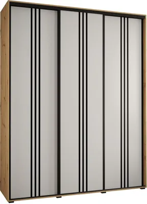 Produktbild von MEBLE KRYSPOL Davos 6 Schrank, drei Türen - 235,2x200x45 cm - Artisan Weiß Schwarz