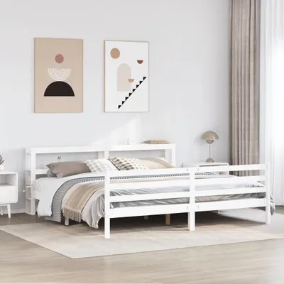 Image de vidaXL Lit en bois massif sans matelas Blanc 180x200 cm pin