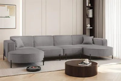 Produktbild von Wohnlandschaft U-Form Sofa VALENCIA XL in Stoff Scala Grau