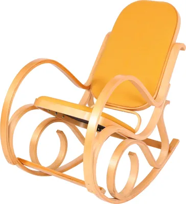 Produktbild von Schaukelstuhl M41, Schwingsessel Fernsehsessel, Massiv-Holz  Eiche-Optik, Stoff/Textil gelb