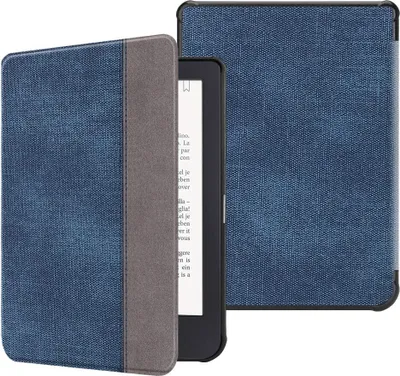 Produktbild von Fintie Hülle kompatibel mit Tolino Shine 3 eReader (2018) / Kobo Clara HD (2018) eReader - Ultradünne Schutzhülle mit Ruhemodus und Magnetverschluss, Jeansoptik Blau