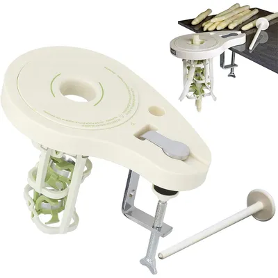 Produktbild von Spargelschäler manuell mit 6 Präzisionsklingen, Schraubzwinge & Stößel, ABS & Edelstahl 304, weißer Spargel