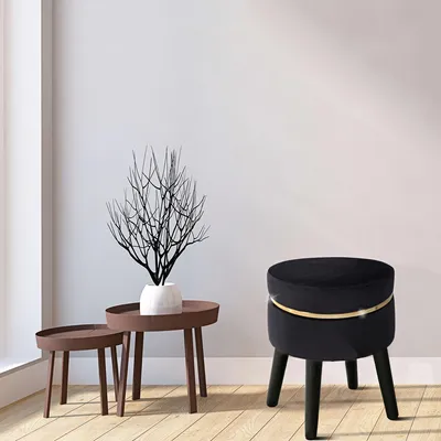 Produktbild von Famamiri - Hocker, 35x35x41h cm Schwarz, Bezug aus Samt