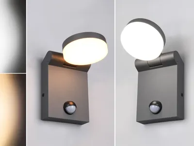 Produktbild von 2er SET LED Außenwandleuchten mit Bewegungsmelder Schwarz Lichtfarbe einstellbar