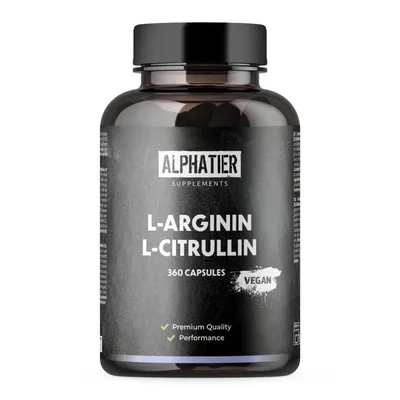 Obrázek produktu pro Alphatier L-Arginine L-Citruline Capsules - Arginin Base & Citrulin Malate 360 kapslí