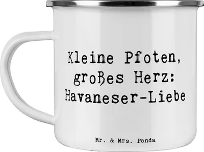 Produktbild von Mr. & Mrs. Panda becher emaille Spruch Havaneser Liebe - Weiß - Geschenk, Tasse, Hunderassen, Hunderasse, Hundeliebe, Pott, Hundefamilie, treuer Begleiter, Pflege, Haferl