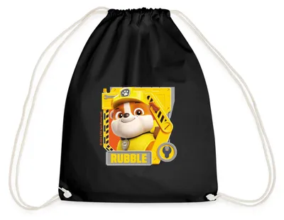 Produktbild von Spreadshirt Paw Patrol Rubble Charakterdesign Turnbeutel, One size, Schwarz