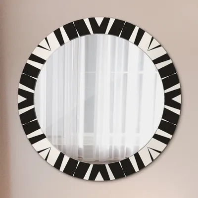 Produktbild von Wohnzimmer Spiegel - Mirror zum Wandspiegel Schlafzimmer – Schminkspiegel - Abstrakt Geometrisch Zusammensetzung - Rund: Ø70cm