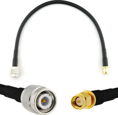 Immagine prodotto di cavo coassiale da TNC maschio a SMA maschio da 30 cm - Cavo di prolunga TNC SMA HF-240 (equivalente a LMR 240) Cavo jumper da 0,3 metri (50 Ohm) - Cavo antenna nero per radio HAM Antenna radio CB WIFI