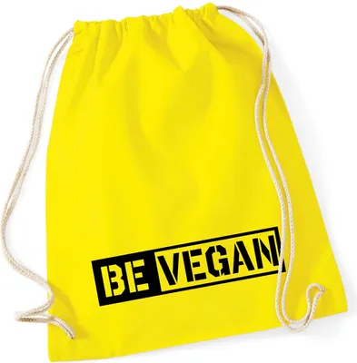 Produktbild von Huuraa Turnbeutel Be Vegan Modern 12 Liter Yellow Baumwolle Rucksack Geschenkidee