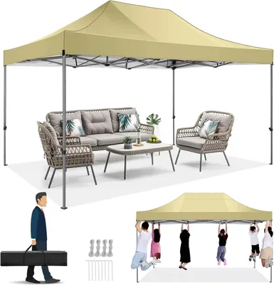 Obrázok produktu pre Partytent – Záhradný pavilón – Krytá terasa – Stan – Vodotesný – 3 x 4,5 metra – UV ochrana 50+ – Khaki