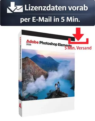 Produktbild von Adobe Photoshop Elements 2026 (1 User - 3 Jahre) ESD Bild, Video Audio 5 Min. Versand als Download per Mail