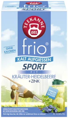 Produktbild von TEEKANNE 7758 frio® Sport Fit - Kräuter-Heidelbeere + Zink - 18 Beutel