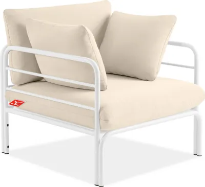 Obrázek produktu pro KONSIMO ZAHRADNÍ KŘESLO včetně Polštářů "RAMBE", Bílá/Krémově bílá, Ocel/Polyester/Pěna, Moderní, 79x80x80 cm