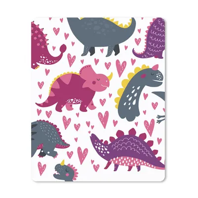 Produktbild von MuchoWow® Mauspad Mousepad Dino - Herz - Muster - Rosa - Mädchen - Dinosaurier 19x23 cm - Mousepads - Maus Mat - Pad - Mausunterlage - Mauspads - Spielen