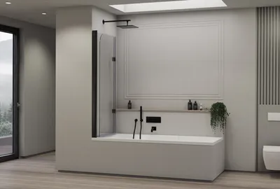 Produktbild von Schwenkbarer Badewannenaufsatz Duschabtrennung NT209 - 2 Glaselemente - Profilfarbe wählbar - 6 mm - Nano Echtglas - 6 x 120 x 140 cm, Profilfarbe:Chrom