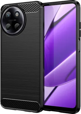 Produktbild von Hülle für Realme 11 4G Carbon-Faser Weich TPU Silikon Stoßfest Handyhülle Schwarz