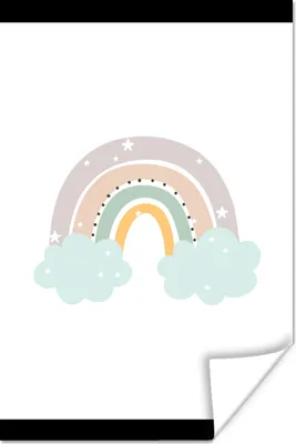 Produktbild von MuchoWow® Poster Regenbogen - Sterne - Punkte - Wolken - Kinder 120x160 cm - Wandbilder