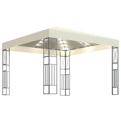 Zdjęcie produktu dla vidaXL Pawilon z lampkami LED 3x3 m kremowy materiał