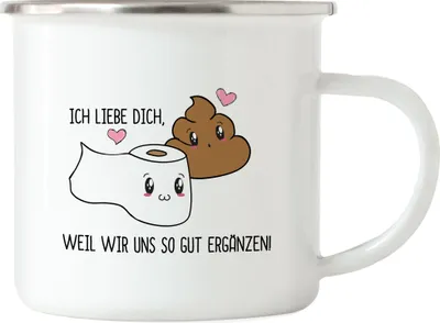 Produktbild von Klopapier Kacke Emaille Tasse Sarkasmus Humor Valentinstag Freundin Freund Witzig Geschenkidee Couple Jahrestag