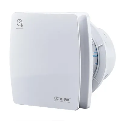 Produktbild von Badlüfter 100mm mit Feuchtigkeitssensor Abluftventilator, mit Timing Wandventilator Silent, mit Rückstauklappe 95m³/h, 12W für Bad, WC, Küche, Weiß