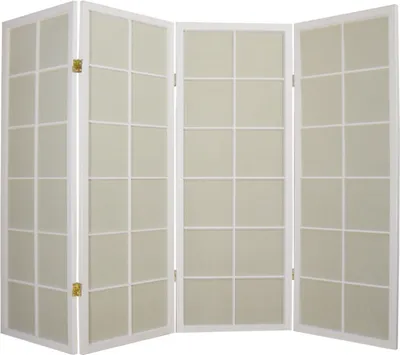 Produktbild von Fine Asianliving Japanischer Paravent Raumteiler Trennwand B180xH130cm 4-teilig Shoji Reispapier Weiß