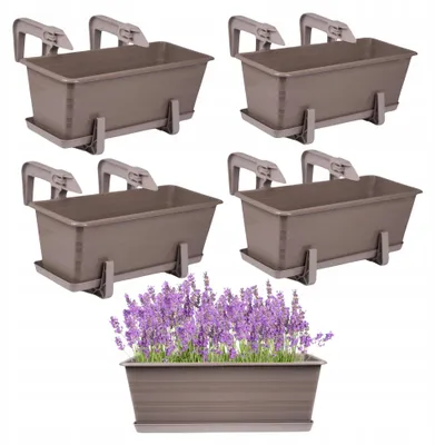 Image de OMAGO Lot de 4 Jardinières Balcon 40cm Beige