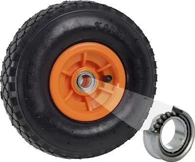 Produktbild von Sackkarrenrad Luftrad 260x85 mm 3.00-4 60 mm versetze Nabe Ø 20 mm orange robustes 4 PR Gewebe
