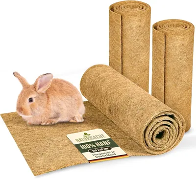 Obrázek produktu pro Konopné podložky – sada 3 kusů – 100 x 50 cm – podložky do klecí pro králíky a morčata