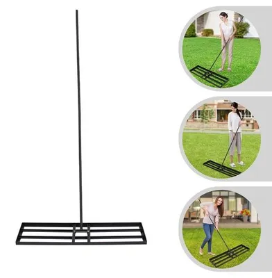 Obrázek produktu pro Hrábě na vyrovnání trávníku 91 x 25 cm, černé, nastavitelné, péče o zahradu