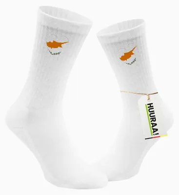 Produktbild von Huuraa Uni Socken Zypern Flagge Herz 42/46 White Baumwolle Tennissocken Geschenkidee