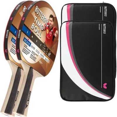 Produktbild von Butterfly 2x Timo Boll Bronze 85011 Tischtennisschläger + 2x Tischtennishülle Drive Case II