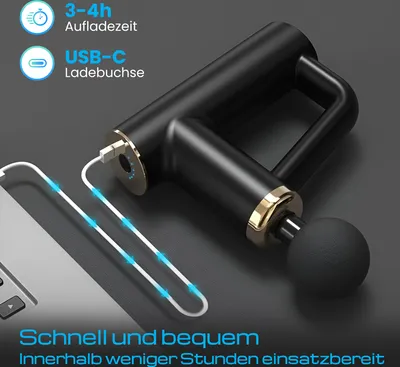 Produktbild von Extralink Massage Gun Mini Massagepistole Massagegerät 4 austauschbare Spitzen und 6 Geschwindigkeitsstufen Muskelmassagepistole USB-C Rosa
