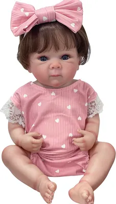 Produktbild von 45 cm große Bettie-Puppe, lebensechtes Kuschelbaby mit Ganzkörper-Vinylkörper und handgeknüpftem Haar