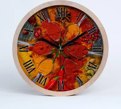 Produktbild von Holzuhr 30fi cm wanduhr - schwarze Spitzen - Gewürze