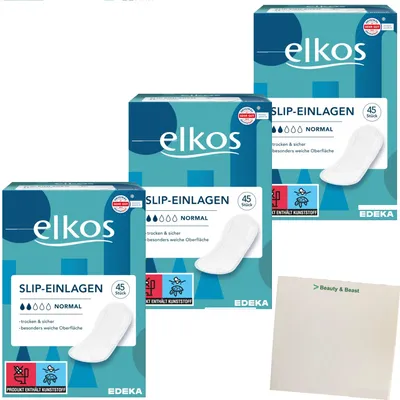 Produktbild von Elkos Slipeinlagen normal 3er Pack (3x45 Stück) + usy Block