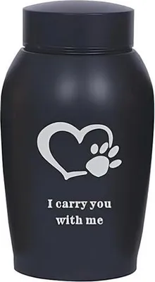 Produktbild von Professionelle Mini Urne für Asche - 1000 ml - Hochwertige Gedenkurne für Haustiere und Menschen - Schwarz