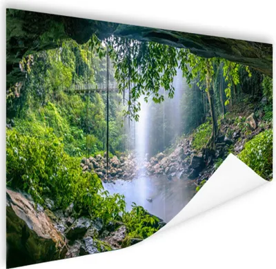 Produktbild von MuchoWow® Poster Dschungel - Regenwald - Wasser - Wasserfall - Pflanzen 180x120 cm - Fotoplakat