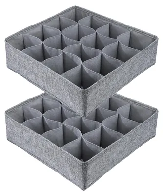 Schubladen-Organizer, 2 Stück, 16 Fächer, faltbar, grau