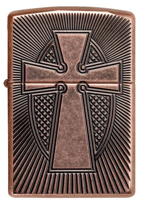 Produktbild von ZIPPO - Deep Carve Cross Design - Deep Carve Antique Copper Kupfer Antik Spirituell Sturmfeuerzeug nachfüllbar Benzin 60005510