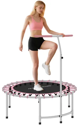Obrázek produktu pro Fitness trampolína, ocelový rám, nastavitelná rukojeť, červená