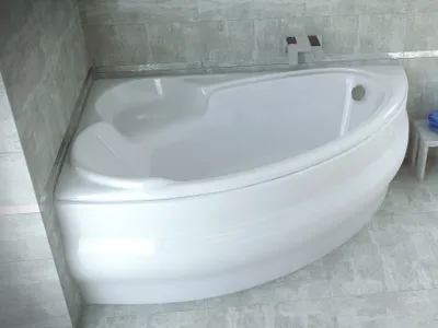 Produktbild von BADLAND Eckbadewanne Badewanne Finezja LINKS 155x95 mit Acrylschürze, Füßen und Ablaufgarnitur GRATIS