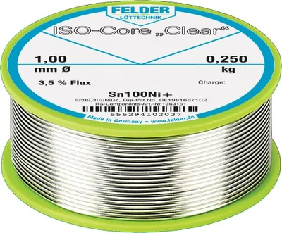 Produktbild von Lötdraht ISO-Core® Clear 1mm 100g Sn100Ni+ FELDER