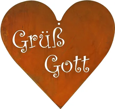 Produktbild von Rostikal Herz Deko Grüß Gott 22 x 21 cm Schild Haustür Deko Türschild Gartendeko Vintage