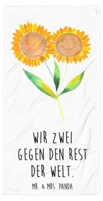 Produktbild von Mr. & Mrs. Panda Strandtuch Blume Sonnenblume - Weiß - Geschenk, Duschtuch, Badehandtuch, Lieblingsmensch, Großes, Garten, Sonnenblumen, Zusammen, Duschhandtuch, Freundin